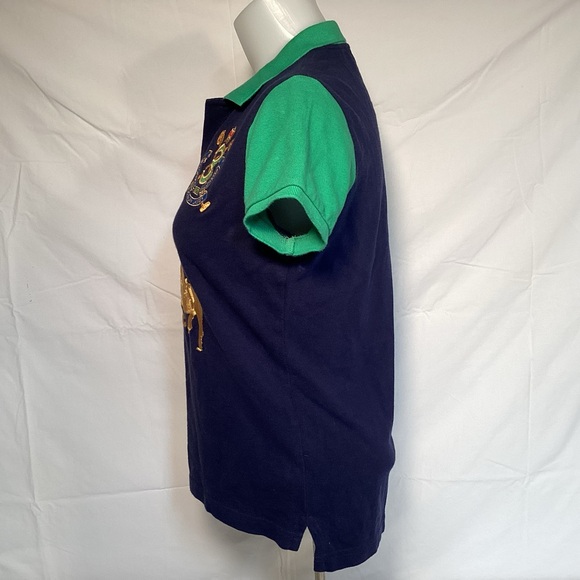 Ralph Lauren Sport Challenge Cup Crest Polo Navy Green Gold Embroidery Women’s - Picture 6 of 13